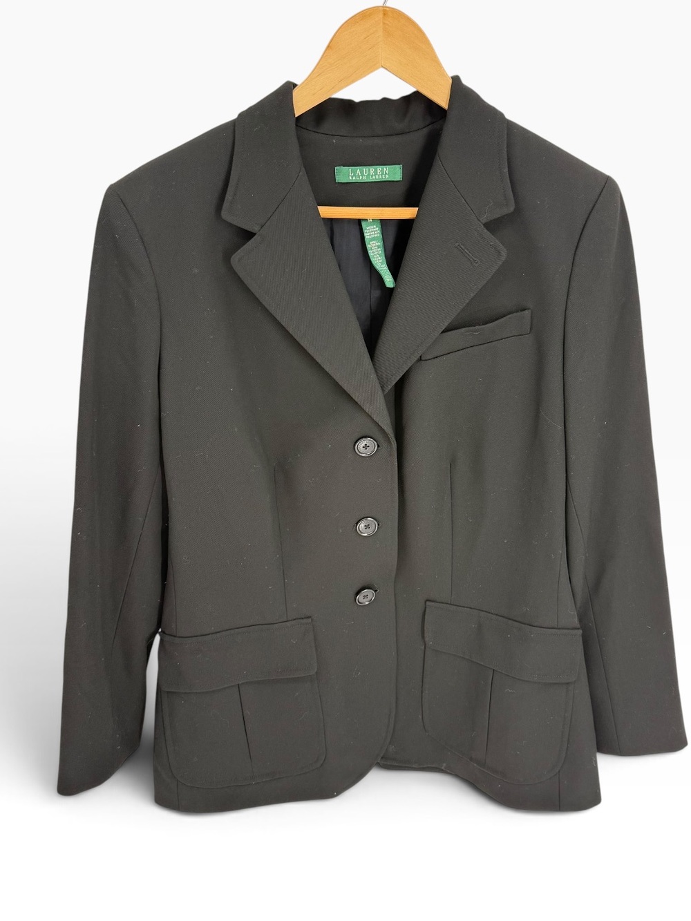 Lauren Ralph Lauren Blazer Women Size 14 Black Classic Business 3-button Lined